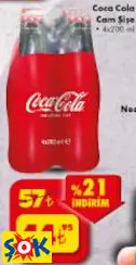 COCA COLA CAM ŞİŞE 4X200 ML COCA COLA CAM ŞİŞE 4X200 ML